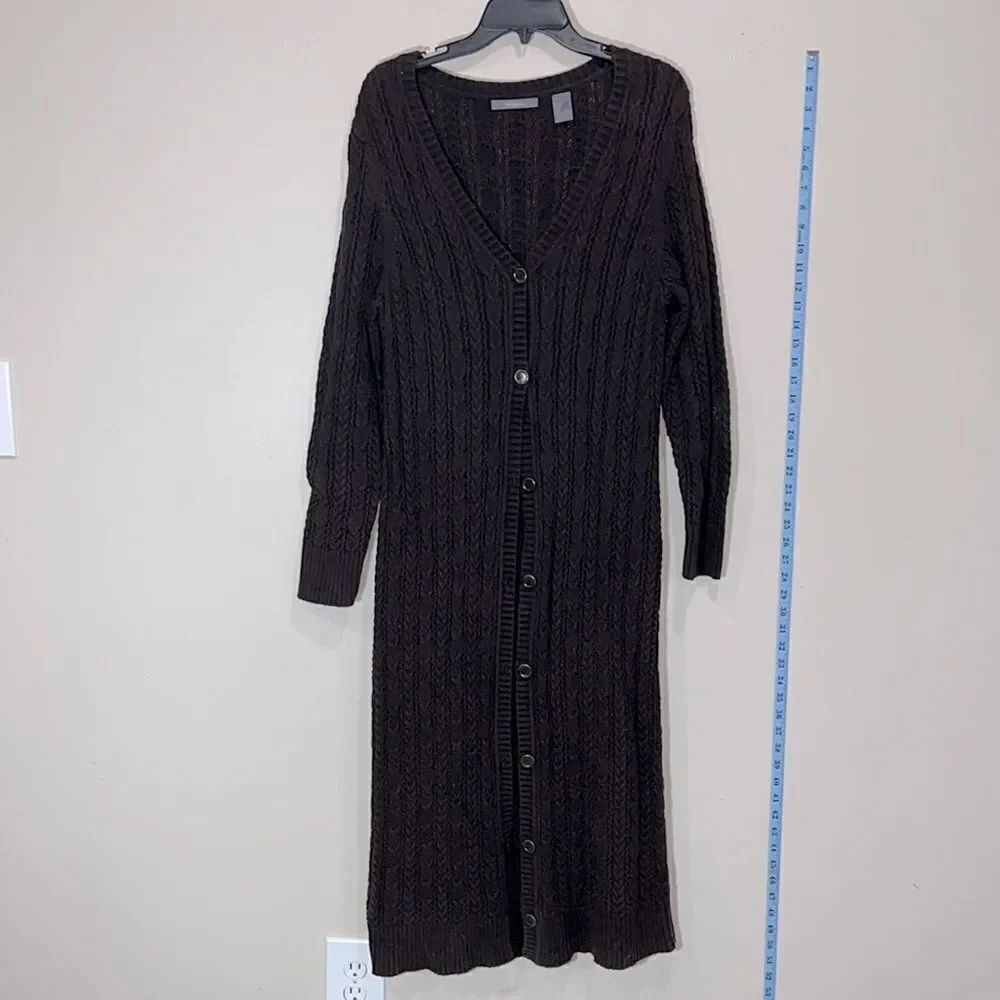 Super Cute Black Sweater Duster Coat By Liz Claiborne. Size Large.